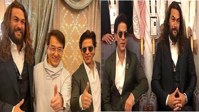 jason-momoa-shah-rukh-khan- Shah Rukh Khan and Jason Momoa at public events highlighting global celebrity admiration