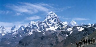 Adi Kailash mountain and Om Parvat snow OM symbol in Uttarakhand during Kailash Mansarovar Yatra 2026