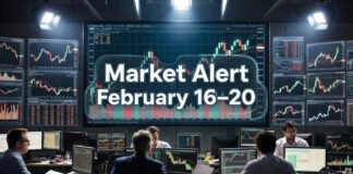 Stock market screen showing falling IT and metal sector indices