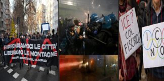 Police use water cannons as protesters clash during Milan demonstrations against the 2026 Winter Olympics