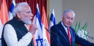 Prime Minister Narendra Modi and Israeli Prime Minister Benjamin Netanyahu during bilateral talks in Jerusalem