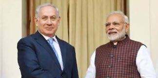 Narendra Modi and Benjamin Netanyahu meeting during official diplomatic visit in Jerusalem