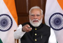 Prime Minister Narendra Modi speaking at semiconductor project launch ceremony