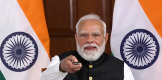 Prime Minister Narendra Modi speaking at semiconductor project launch ceremony