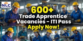 oung trade apprentices in safety gear welding and training in industrial workshop for NLC India Recruitment 2026