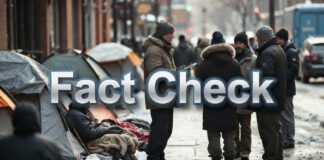 Homeless encampment tents on a New York City sidewalk in winter
