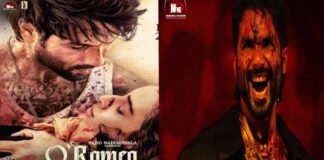 Shahid Kapoor and Triptii Dimri in a romantic action scene from O Romeo