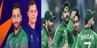 Pakistan cricket team players during match huddle before crucial game
