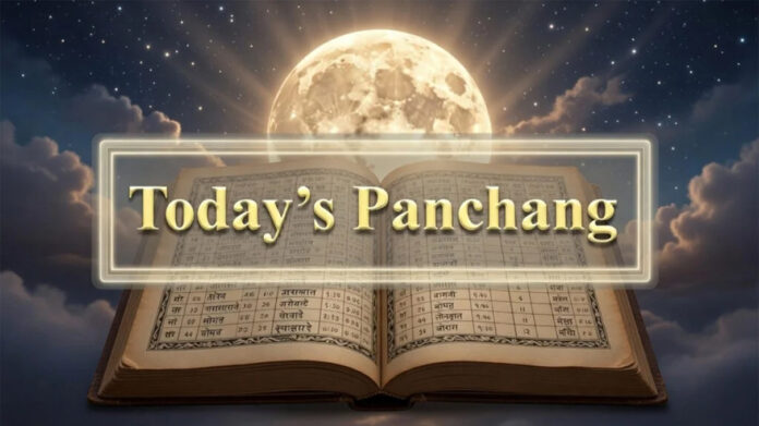 panchang-24-february-2026-r Hindu Panchang calendar with astrological symbols and diya lamp representing February 24, 2026 timings and Rahu Kaal