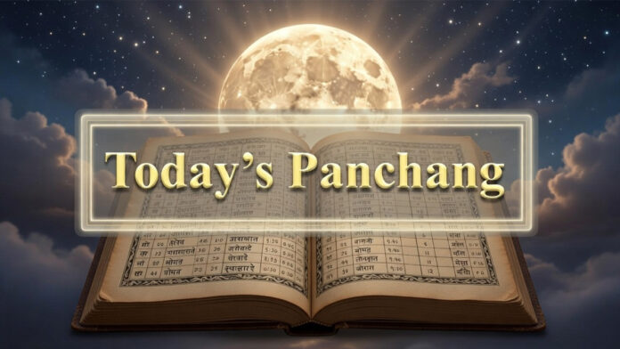 panchang-calendar-feb-20-20 Traditional Hindu Panchang calendar showing dates and astrological timings Title: Daily Panchang Calendar Illustration