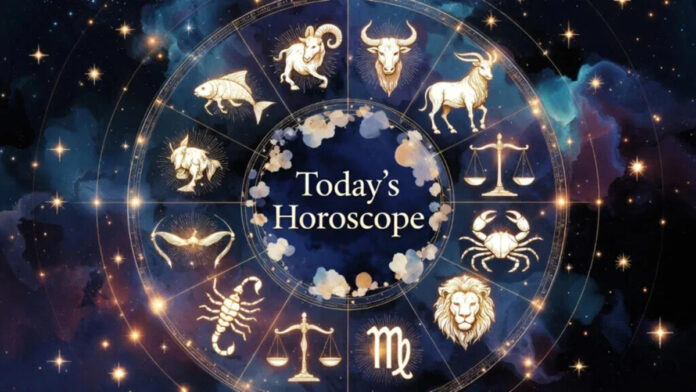 pandit-ajay-kaushik-horosco Astrologer Pandit Ajay Kaushik explaining horoscope predictions for February 24, 2026 with zodiac symbols background