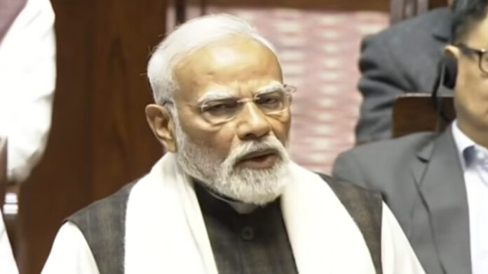 pm-modi-rajya-sabha-speech- Prime Minister Narendra Modi speaking in the Rajya Sabha during the Budget Session