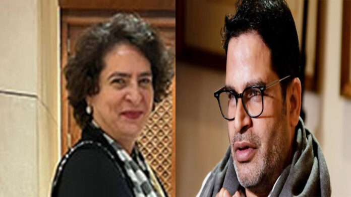 priyanka-gandhi-prashant-ki Priyanka Gandhi and Prashant Kishor meeting at a discussion table in New Delhi