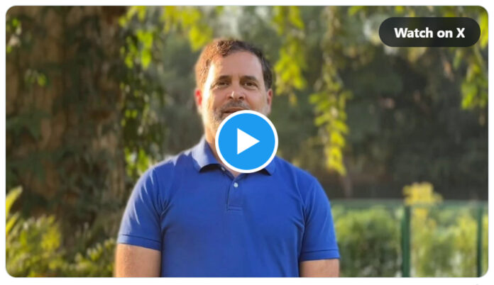 rahul-gandhi-epstein-files- Rahul Gandhi speaking in a video message criticizing Prime Minister Narendra Modi