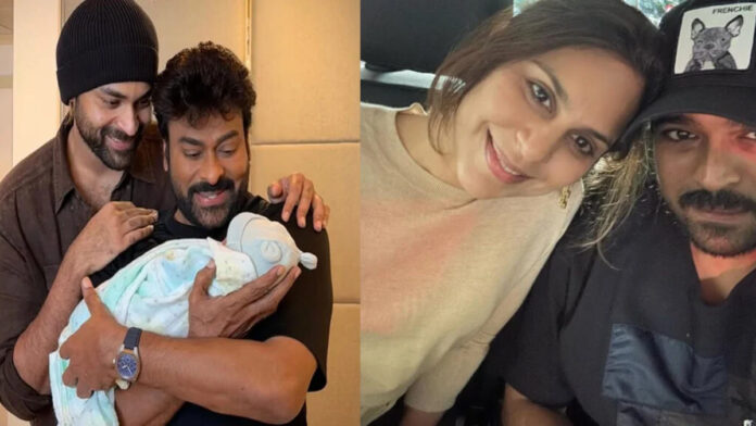 ram-charan-upasana-twins-bi Ram Charan and Upasana Konidela smile joyfully following the birth of their twins in 2026