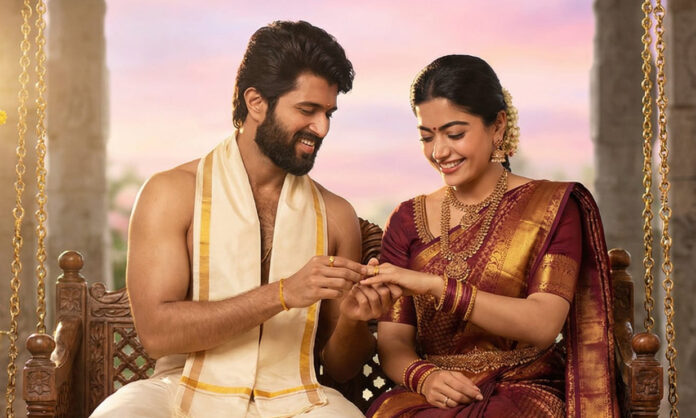 rashmika-vijay-wedding-sang Rashmika Mandanna receiving traditional heirloom bangles during sangeet ceremony at Vijay Deverakonda wedding celebration.