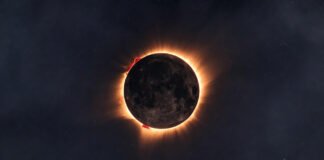 Annular solar eclipse showing bright Ring of Fire effect