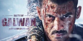 Salman Khan in Indian Army colonel uniform standing before national flag for Battle of Galwan