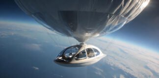 Space Perspective luxury space balloon capsule preparing for near-space flight
