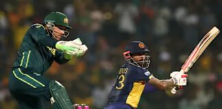Sri Lanka players celebrating victory over Australia in T20 World Cup match