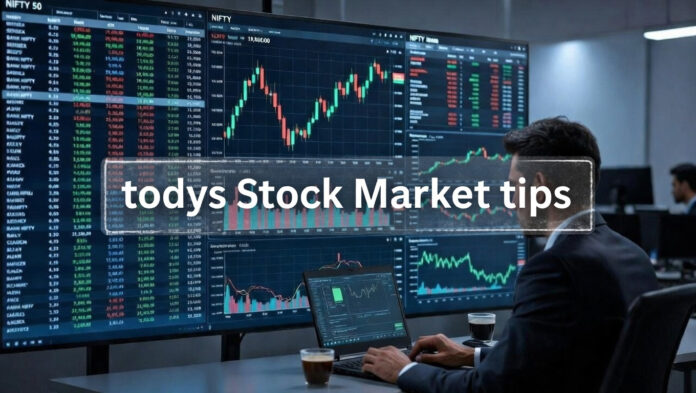 Indian stock market trading screen showing Nifty levels and financial stocks during volatile session.