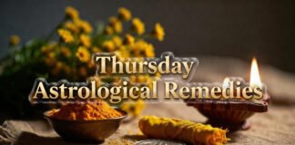 Thursday ritual items with turmeric, yellow flowers, and lamp