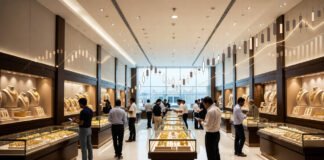 Titan jewelry showroom reflecting strong quarterly profit growth