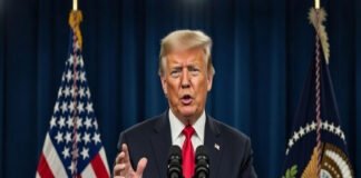 Donald Trump speaking during a public address
