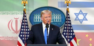President Donald Trump speaking about Iran nuclear deal while referencing meetings with Netanyahu and Xi Jinping.