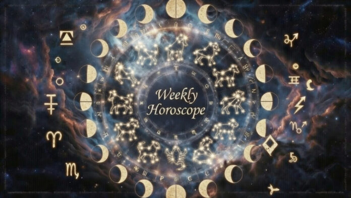 weekly-horoscope-feb-23-mar Zodiac wheel symbolizing weekly horoscope predictions