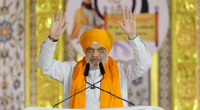 Amit-Shah-addressing-the-ga Union Minister for Home Affairs and Cooperation, Amit Shah addressing the gathered congregation
