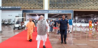 PM Modi walkthrough of Terminal Building of Noida International Airport, Jewar, in Uttar Pradesh with yogi adityanath