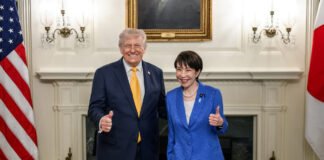 President Donald Trump with Japanese Prime Minister Sanae Takaichi