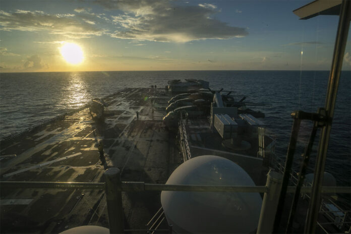 USS-Tripoli-amphibious-assa USS Tripoli amphibious assault ship with fighter jets deployed in Middle East waters