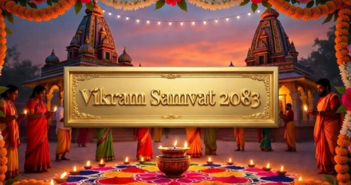 Hindu New Year 2026 celebration with rituals and Vikram Samvat calendar visuals
