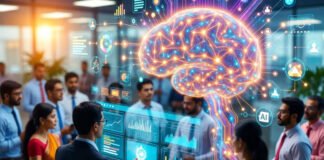 AI automation replacing traditional jobs with workers learning digital skills in technology environment