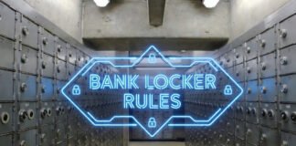 Bank locker storage vault inside a bank showing safety deposit boxes used by customers to store valuables