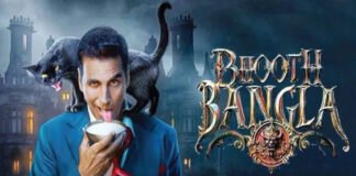 Akshay Kumar in Bhooth Bangla movie poster with horror comedy theme