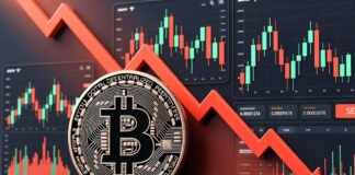 Bitcoin price crash chart showing sharp decline in cryptocurrency market