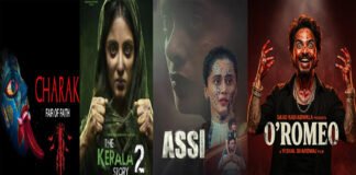 Bollywood box office collection chart March 2026 showing The Kerala Story 2, O Romeo, Assi, and Charak posters in Mumbai theater