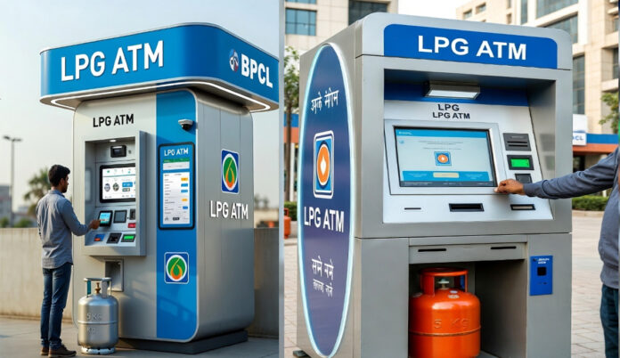 bpcl-lpg-atm-gurugram-india BPCL LPG ATM Gurugram gas cylinder vending machine India shortage