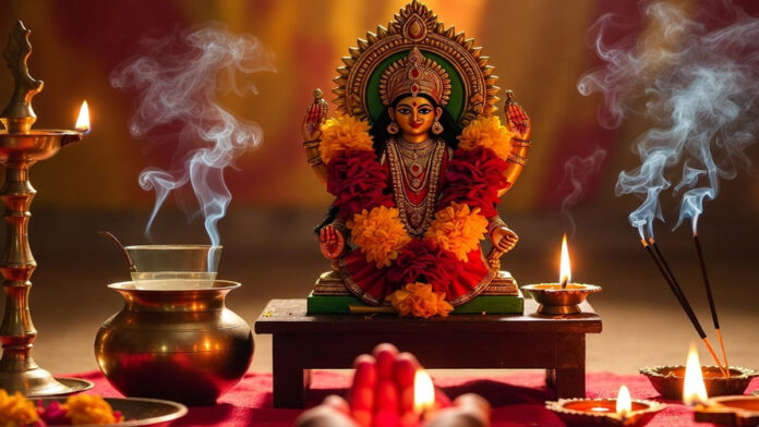 chaitra-navratri-maa-shailp Maa Shailputri idol worship with kalash sthapana on Chaitra Navratri first day