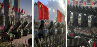 Chinese military parade displaying advanced defense equipment amid rising defense budget