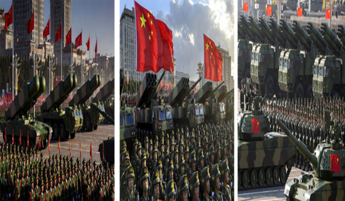 china-defense-budget-milita Chinese military parade displaying advanced defense equipment amid rising defense budget