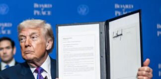 Donald Trump addressing media while announcing Iran ceasefire proposal and military strategy