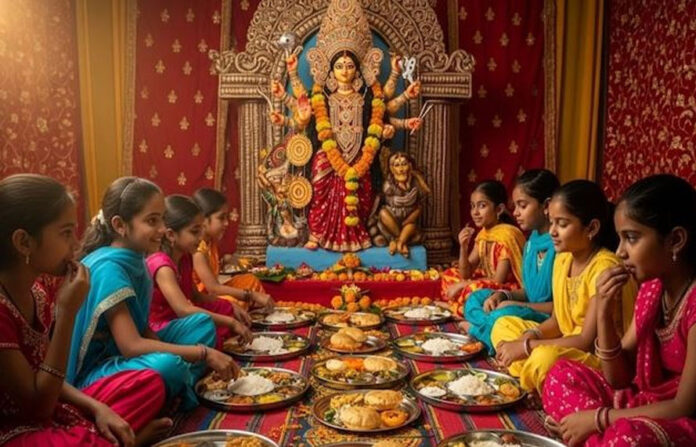 durga-ashtami-kanya-pujan-2 Kanya Pujan ritual on Durga Ashtami Navratri 2026