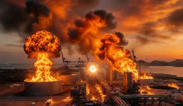 fujairah-oil-terminal-fire- Smoke rising near Fujairah oil terminal in UAE after reported drone interception during regional tensions