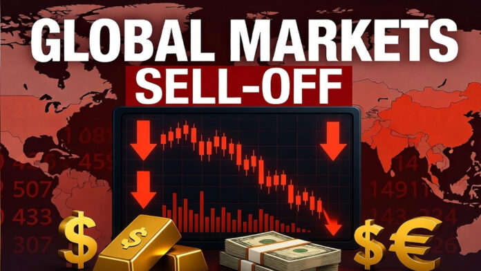 global-market-crash-iran-cr Global financial market crash chart showing falling stocks, gold, and bonds amid geopolitical tensions.