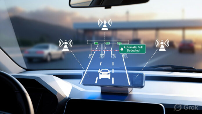 gnss-gps-toll-device-instal GNSS GPS toll device installation in old car dashboard for India highway toll system