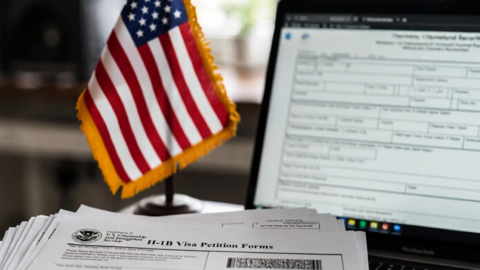h1b-visa-rule-changes-2026- H1B visa documents with US flag representing USCIS immigration rule changes for skilled workers